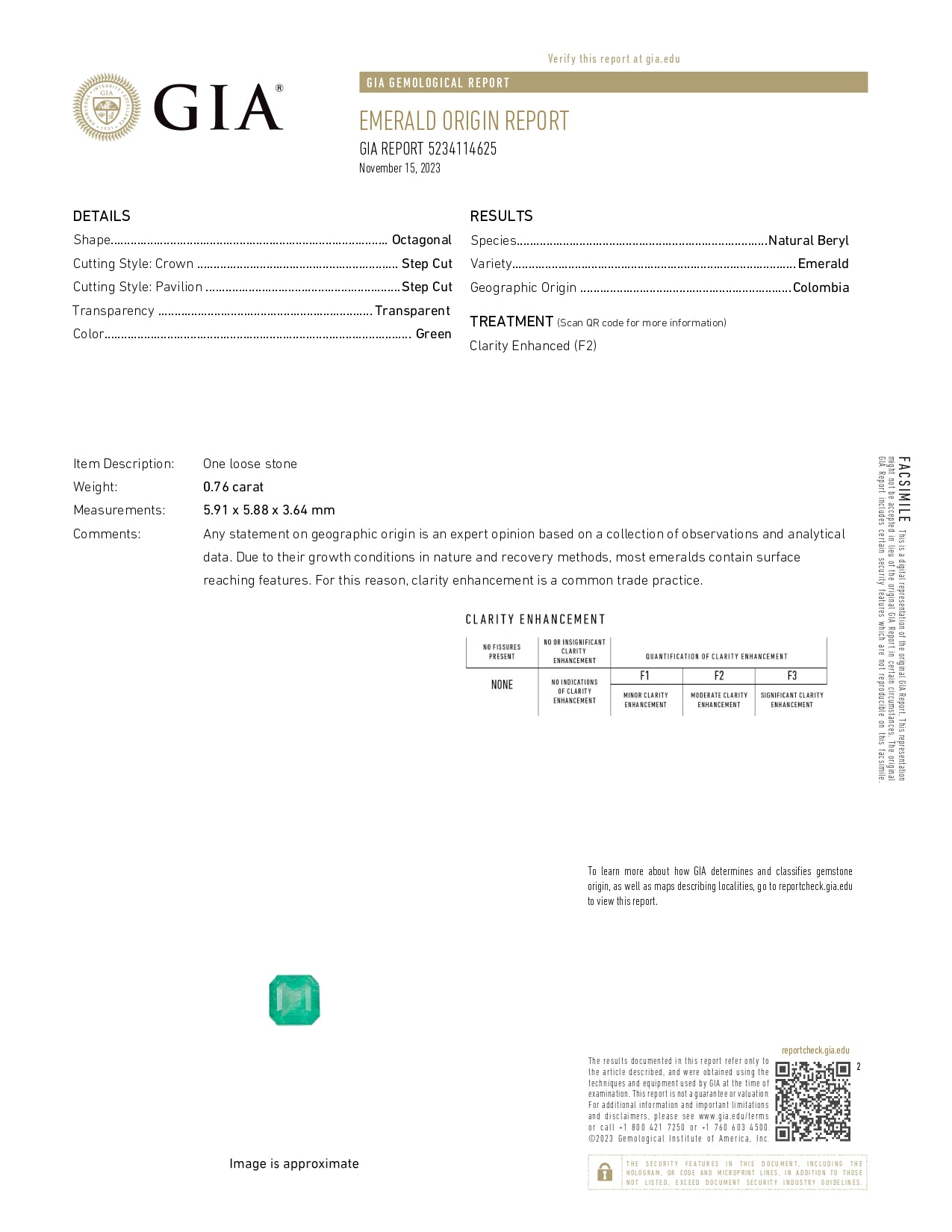0.76 ct Square Cut Colombian Emerald