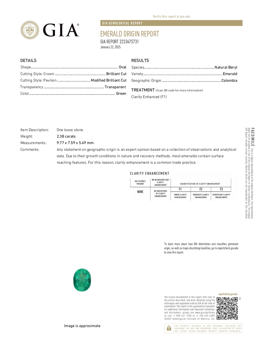 2.38 ct Oval Cut Colombian Emerald