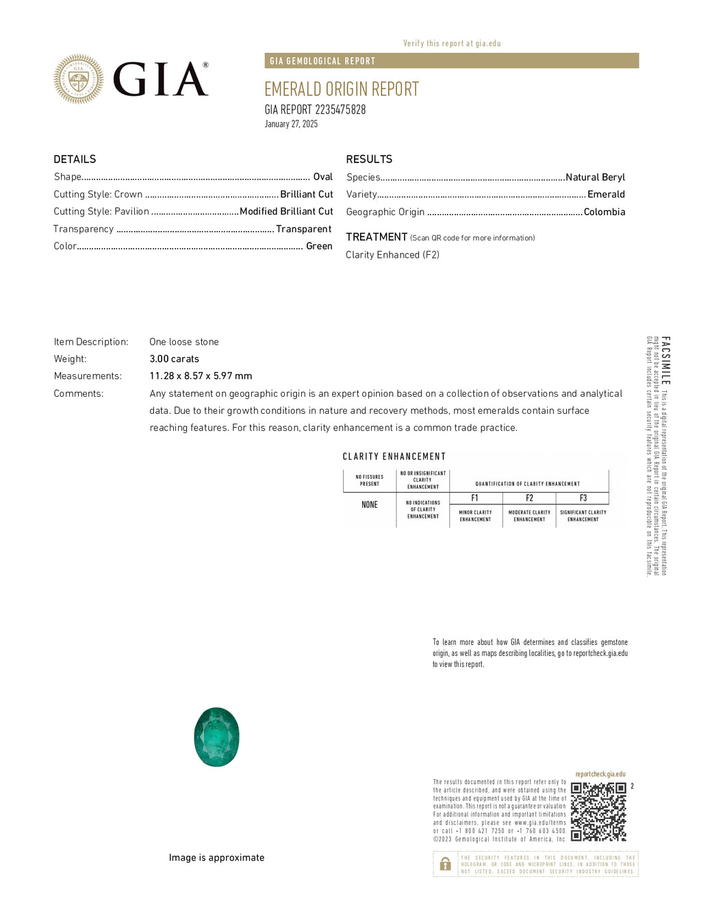 3.00 ct Oval Cut Colombian Emerald