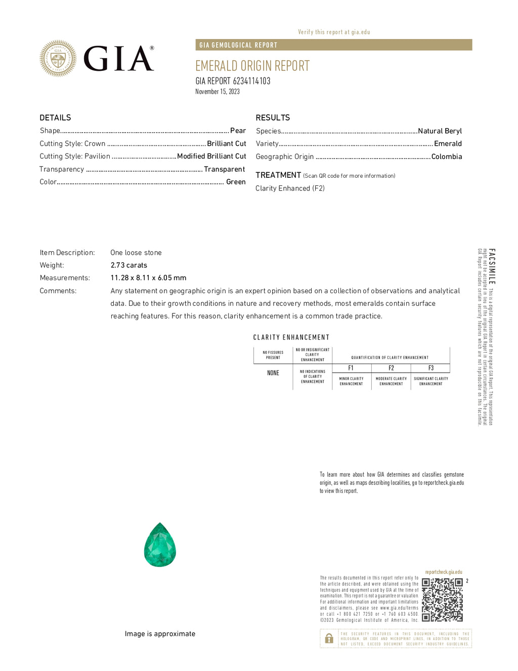 2.73 ct Pear Cut Colombian Emerald