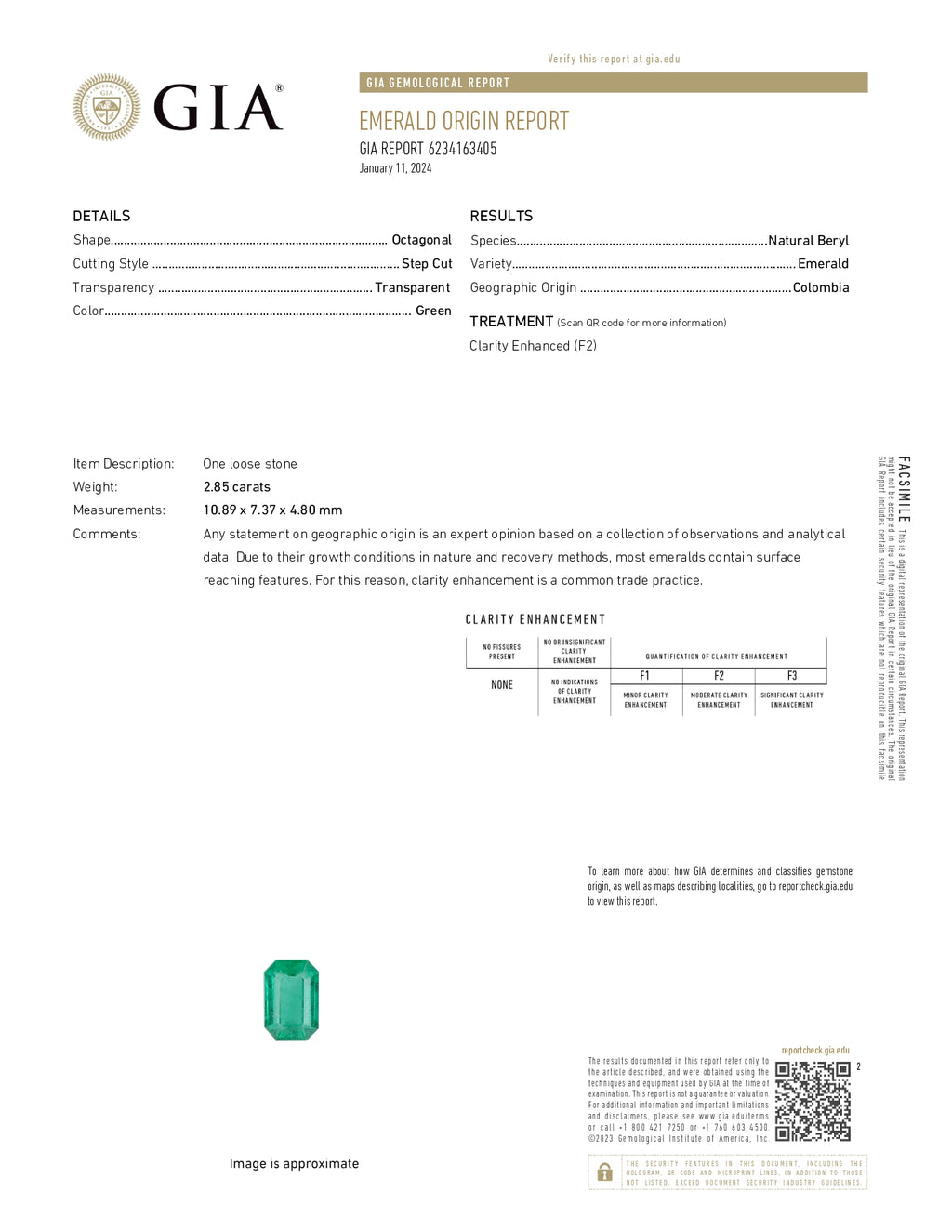 2.85 ct Emerald Cut Colombian Emerald