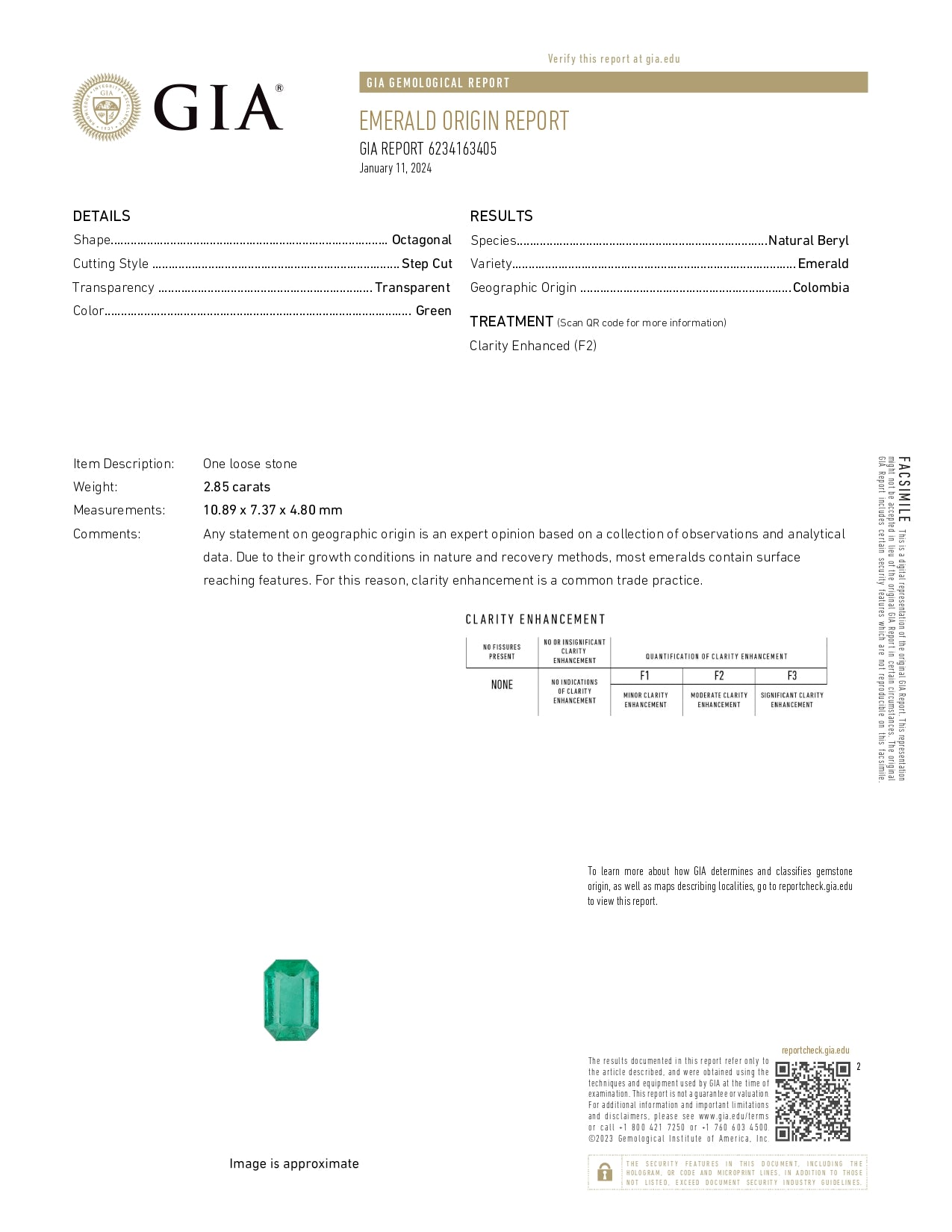 2.85 ct Emerald Cut Colombian Emerald