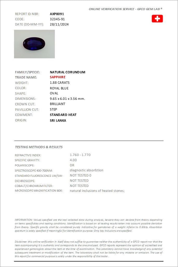 1.88 ct Oval Cut Sri Lankan Sapphire