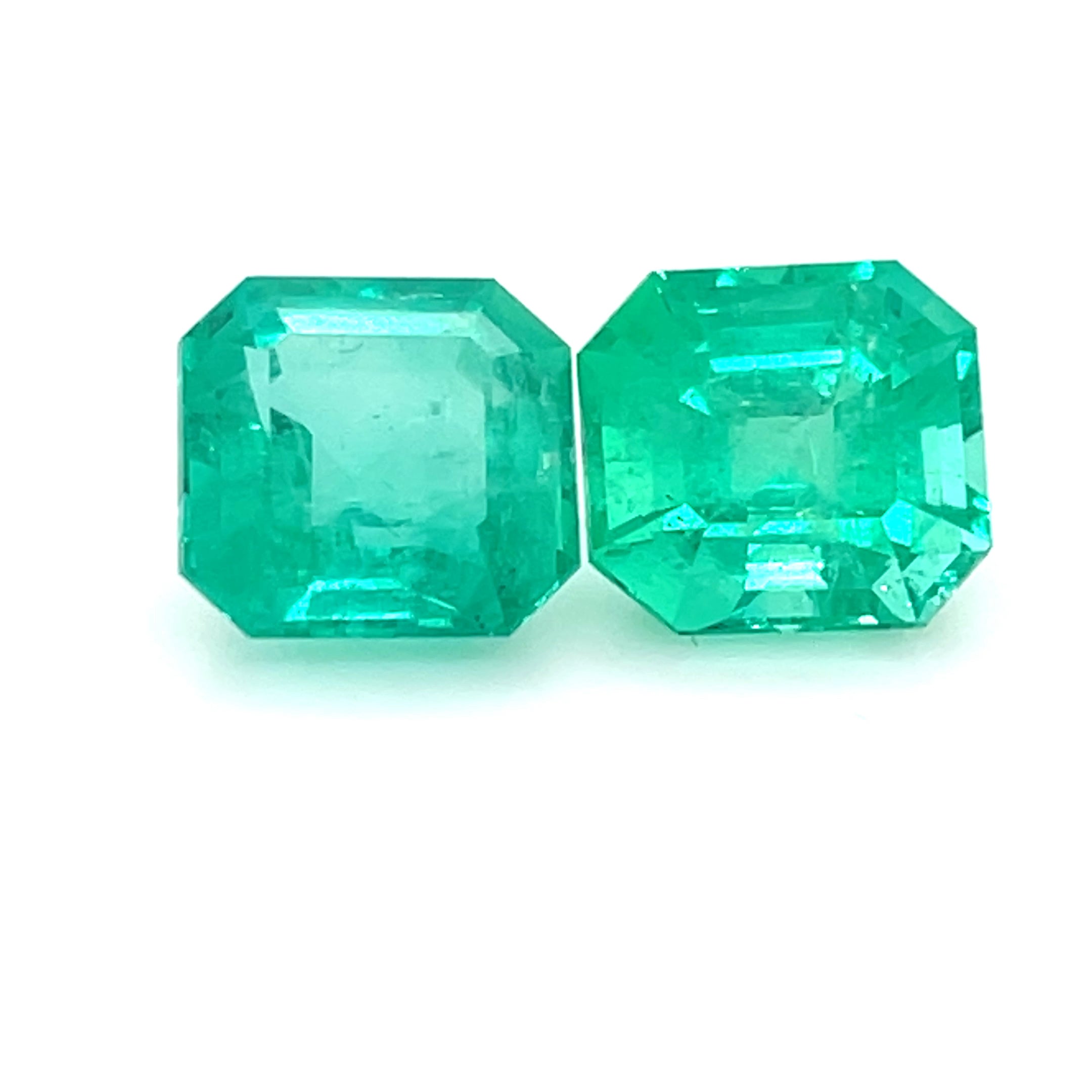 3.84 and 3.88 ct Square Cut Colombian Emerald