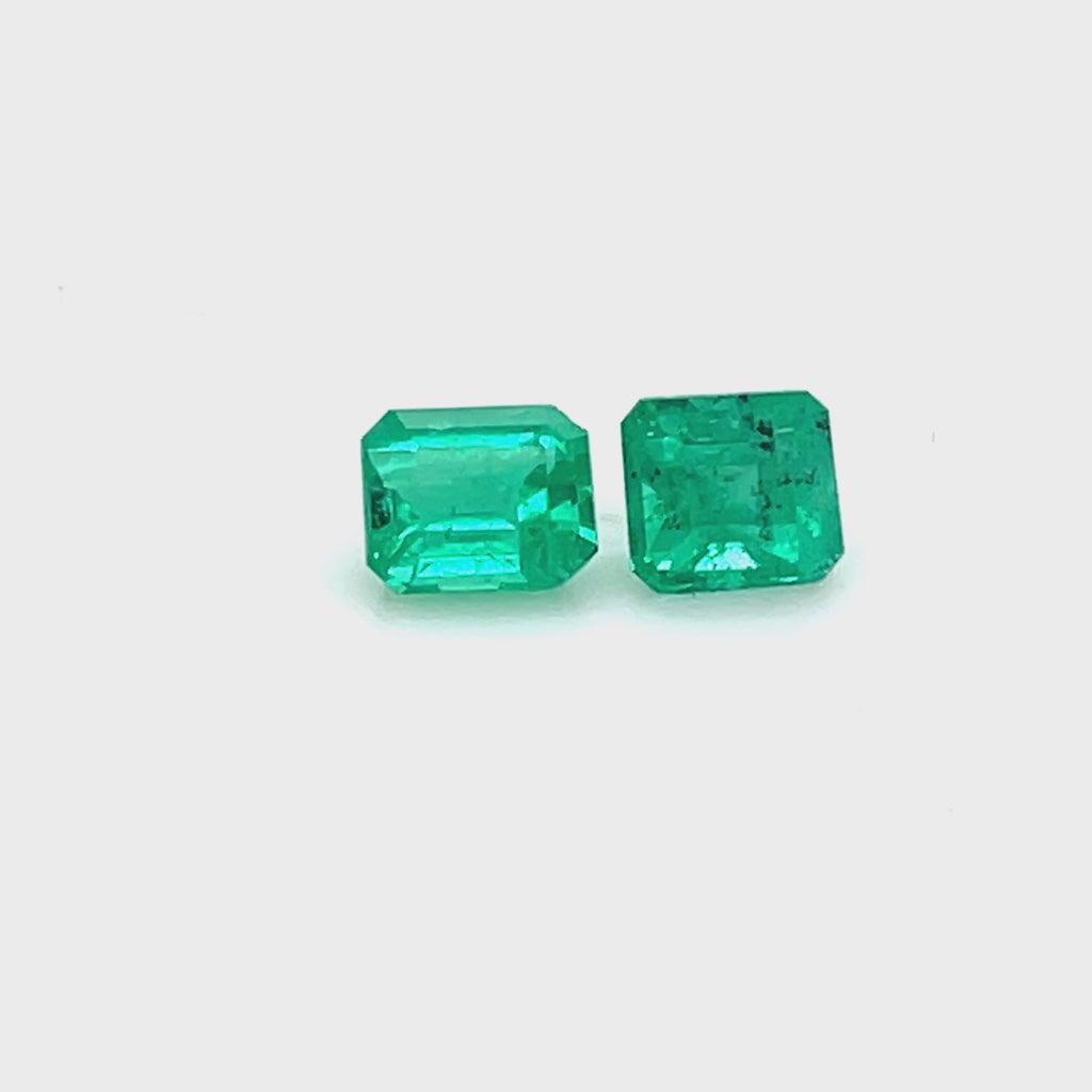 0.65 and 0.68 ct Emerald Cut Colombian Emerald