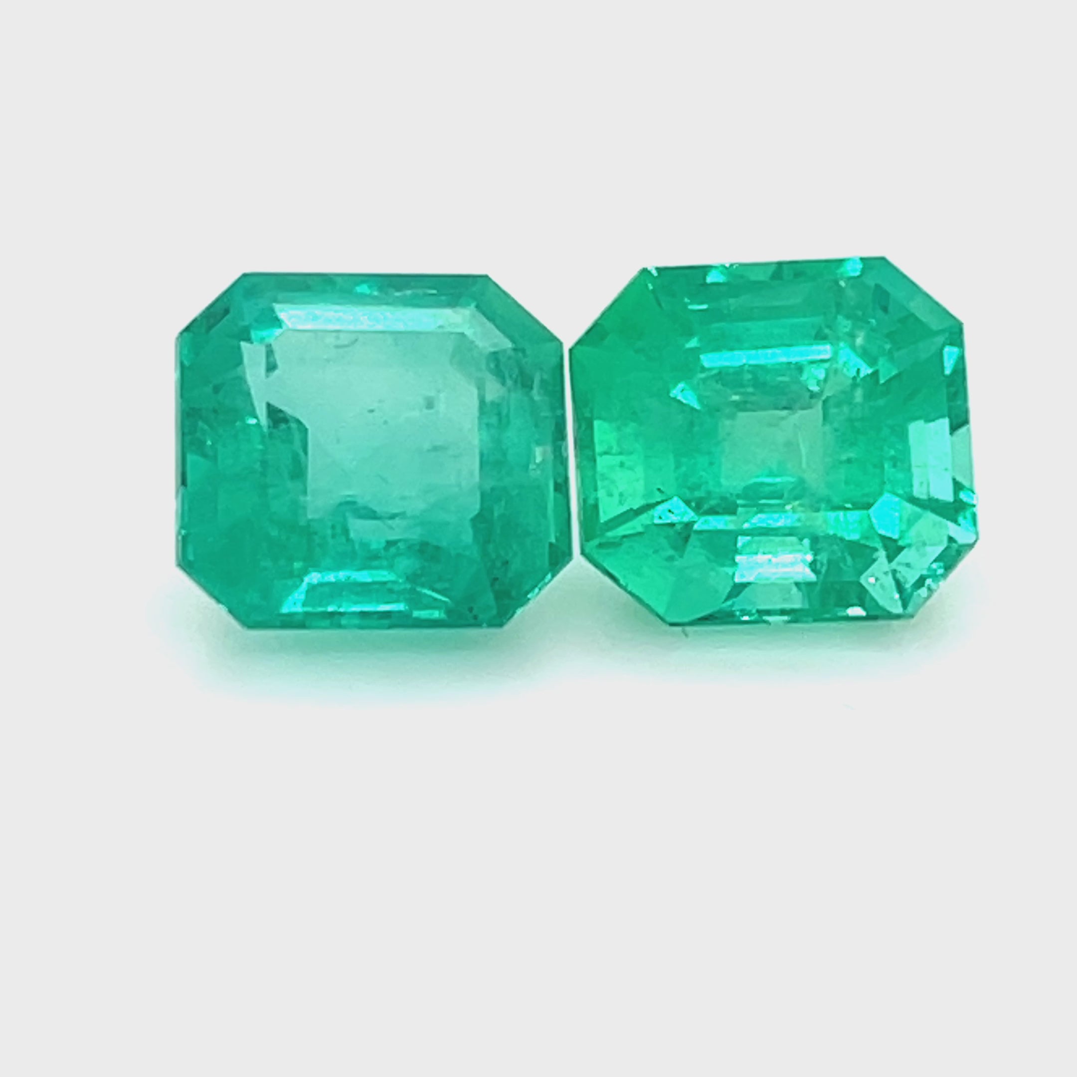 3.84 and 3.88 ct Square Cut Colombian Emerald